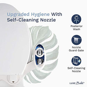 LUXE Bidet Neo 120 - Self Cleaning Nozzle - Fresh Water Non-Electric Mechanical Bidet Toilet Attachment (blue and white)