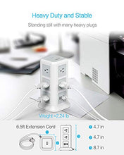 Load image into Gallery viewer, TESSAN Surge Protector Power Strip Tower, Flat Plug Desktop Charging Station with 11 Wide-Spaced Outlets and 3 USB Charger, 15A/ 6.5ft Extension Cord for Home, Office, Dorm Essential
