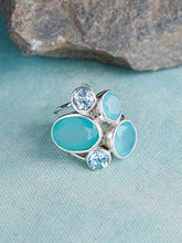 Load image into Gallery viewer, YoTreasure Aqua Chalcedony &amp; Blue Topaz 925 Sterling Silver Chunky Ring
