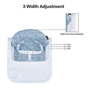 Pamo Babe Booster Seat for Dining Table, Travel Lightweight Folding 2-in-1 Feeding Seat for Baby, Adjustable Tray and Adjustable Hight (Green)