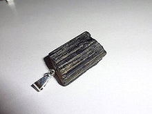 Load image into Gallery viewer, Sublime Gifts 1pc Raw Black Tourmaline Rough Natural Free Form Crystal Healing Gemstone Pendant with Metal Bail Loop
