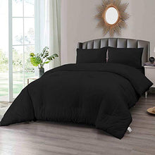 Load image into Gallery viewer, Seersucker Queen Comforter Set Black 3 PCs, All Season Reversible Down Alternative Quilted Duvet Insert, Hypoallergenic Microfiber Filling, Luxury Hotel Quality Bedding Sets in a Bag, Size 90 inch
