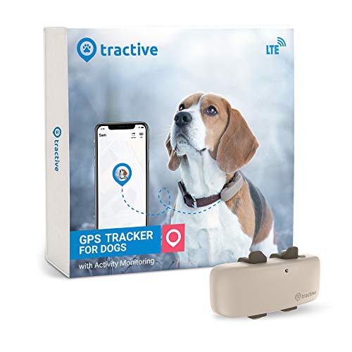 Tractive Waterproof GPS Dog Tracker - Location & Activity, Unlimited Range & Works with Any Collar (Beige - Newest Model)