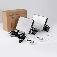 Load image into Gallery viewer, Albrillo 30W RGB LED Flood Light, Color Changing Floodlight 100W Equivalent, 11 Colors 4 Modes, IP66 Waterproof, Dimmable and Timing, Outdoor for Halloween Party Landscape Stage Lighting, 2 Pack
