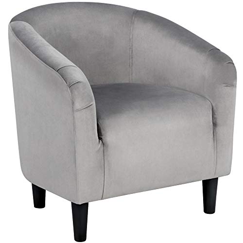 Load image into Gallery viewer, YAHEETECH Velvet Arm Chair Home Modern Club Chair Accent Chair Upholstered Barrel Chair Gray