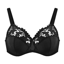 Load image into Gallery viewer, HSIA Minimizer Underwire Embroidery Lace Bra Women's Unlined Full Cup Non-Padded Full Bust Bra 34C-44DDD Black
