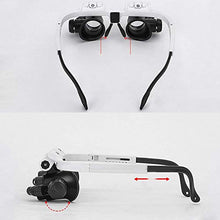 Load image into Gallery viewer, ElectroOptix Headband Repair Magnifying Glass,2 LED Light Medical Binocular Eye Loupe Lens Repair Detection Elderly Read Magnifier White 8X15X23 Times Loupe
