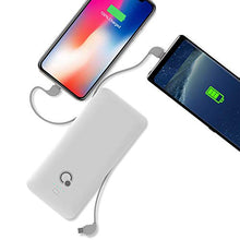 Load image into Gallery viewer, 10000mAh Q Portable Charger, Ultra Slim USB C Power Bank, 4 Output Dual Input External Battery Pack with Built-in AC Wall Plug,Built in Micro and USB C Three Cables Compatible with All mobilephone

