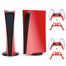 Load image into Gallery viewer, NexiGo PS5 Accessories Cover Set, PS5 Controller Faceplate &amp; Protective Shell Cover for Playstation 5 Digital Edition, Anti-Scratch Dustproof Protective Cover for Sony PS5 Console (Red)
