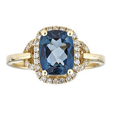 Load image into Gallery viewer, Gin &amp; Grace 10K Yellow Gold Genuine London Blue Topaz Ring with Diamonds for women | Ethically, authentically &amp; organically sourced (Cushion-cut) shaped London Blue Topaz hand-crafted jewelry for her | London Blue Topaz Ring for women
