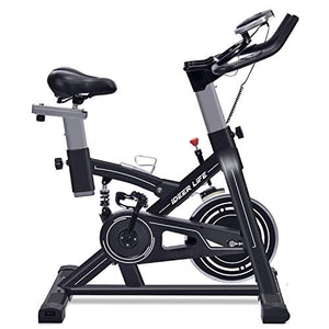 IDEER LIFE Indoor Cycling Bike Stationary Exercise Bike for Home Cardio Workout Smooth Belt Drive with Hand Pulse Sensor/LCD Display/Tablet Mount/Comfortable Seat Cushion(Black09060)