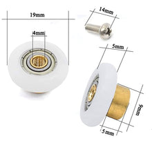 Load image into Gallery viewer, 4 Sets Shower Door Rollers Runners Wheels Replacement Part Bathroom Glass Door Runner Sliding Shower Door Roller Wheel - 19mm x 5mm
