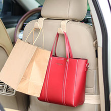 Load image into Gallery viewer, Universal Multifunctional Car Vehicle Headrest Hook, Organizer Hanger Storage Hook for Bag Purse Cloth Grocery (Beige Set of 4)

