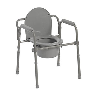 Drive Medical Steel Folding Bedside Commode, Grey, Bariatric