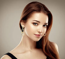 Load image into Gallery viewer, Circle Dangle Tassel 14K Gold Plated Earrings with S925 Sterling Silver Simple Geometric Element Gold Long for Women for Women Girl Ladies Gifts for Women Girl Gifts Present Valentines Birthday Anniversary Mothers Day Christmas
