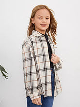 Load image into Gallery viewer, SHENHE Girl's Plaid Button Down Long Sleeve Drop Shoulder Collar Shirt Blouse Tops Multicolor 9Y
