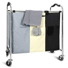 Load image into Gallery viewer, 240L Laundry Hamper, Large Blanket Storage Basket Sorter 3 Section Bag Organizer for Dirty Clothes - Toys - Towel,16 X 30 X 35 inch Heavy Duty Laundry Cart Baskets with Wheels in Laundry Room Organization
