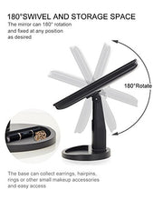 Load image into Gallery viewer, KOOKIN Lighted Vanity Makeup Mirror with 16 Led Lights 180 Degree Free Rotation Touch Screen Adjusted Brightness Battery USB Dual Supply Bathroom Beauty Mirror (Black)
