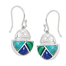 Load image into Gallery viewer, Silpada &#39;Modern Geo&#39; Natural Malachite, Lapis, Compressed Turquoise Drop Earrings in Sterling Silver
