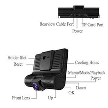 Load image into Gallery viewer, 1080P 170°Wide Angle,4&quot; Dual Lens HD Car DVR Rearview Video Dash Cam Recorder Camera LCD Screen G-Sensor, WDR, Parking Monitor, Loop Recording, Motion Detection
