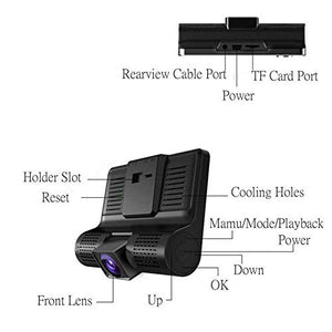 1080P 170°Wide Angle,4" Dual Lens HD Car DVR Rearview Video Dash Cam Recorder Camera LCD Screen G-Sensor, WDR, Parking Monitor, Loop Recording, Motion Detection