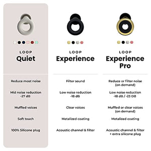 Loop Quiet Noise Reduction Earplugs – Super Soft, Reusable Hearing Protection in Flexible Silicone for Sleep, Noise Sensitivity & Flights - 8 Ear Tips in XS/S/M/L – 27dB Noise Cancelling – Black