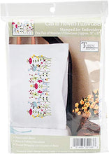 Load image into Gallery viewer, Tobin Stamped Pillowcases, Cats in Flowers, 20" x 30" Embroidery Kit, white

