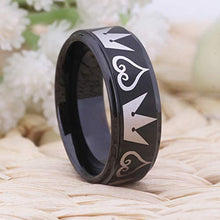 Load image into Gallery viewer, Cosplay Jewelry 8mm Black Step Kingdom Hearts &amp; Crowns Design Ring Wedding Ring Engagement Ring-Free Inside Engraving (14.5)
