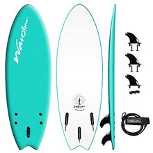Load image into Gallery viewer, Wavestorm -Soft Top Foam 5&#39;6&quot; Surfboard/Fish Swallow Tail Surfboard for Beginners and All Surfing Levels Youth Complete Set Includes Leash and Multiple Fins (AZ21-WSSF560-TRQ)
