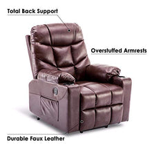 Load image into Gallery viewer, Mcombo Electric Power Lift Recliner Chair Sofa for Elderly, 3 Positions, 2 Side Pockets and Cup Holders, USB Ports, Faux Leather 7288 (Dark Brown)
