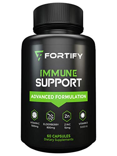 Immune System Booster Antioxidant Supplement, Elderberry Capsule, with Vitamin C, Vitamin D, Zinc, Supports Natural Energy, Memory, and Stress Relief - 60 Capsules