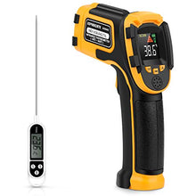 Load image into Gallery viewer, Infrared Thermometer No Touch Digital Laser Temperature Gun with Color Display -58℉～1112℉(-50℃～600℃)Adjustable Emissivity - for Cooking/BBQ/Freezer - Meat Thermometer Included -Non Body Thermometer
