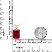 Load image into Gallery viewer, Gem Stone King 18K Yellow Gold Plated Silver Red Created Ruby Pendant Necklace For Women 20.05 Ct Emerald Cut 18X13MM with 18 Inch Silver Chain
