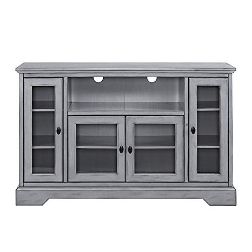 Load image into Gallery viewer, WE Furniture Traditional Wood Stand for TV's up to 56" Living Room Storage, Grey