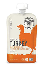 Load image into Gallery viewer, Serenity Kids 6+ Months Baby Food Pouches Puree Made With Ethically Sourced Meats &amp; Organic Veggies | 3.5 Ounce BPA-Free Pouch | Pasture Raised Turkey, Sweet Potato, Pumpkin, Beet | 12 Count
