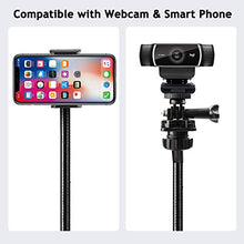 Load image into Gallery viewer, Webcam Stand and Phone Holder - Amada 25 inch Flexible Arm 360 Desk or Bed Gooseneck Mount Stand for Cell Phone 11 Pro XS Max XR X 8 7 6 Plus and Logitech C925e, C922x, C930e,C922,C930,C920,C615,Brio

