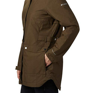 Columbia Women's Here and There Insulated Trench Jacket, Waterproof & Breathable, X-Large, Olive Green Lattice Emboss