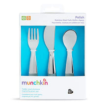 Load image into Gallery viewer, Munchkin Polish Toddler Fork, Knife and Spoon Utensil Set, Stainless Steel
