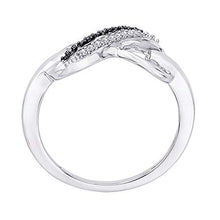 Load image into Gallery viewer, KATARINA Two Row Infinity Black and White Diamond Ring in Sterling Silver (1/20 cttw, I-J, SI) (Size-5.5)
