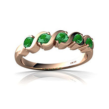 Load image into Gallery viewer, 14kt Rose Gold Lab Emerald 3mm Round Anniversary Band Ring - Size 7.5
