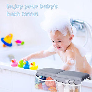 beiens Bath Kneeler and Elbow Rest Pad, 1.5'' Thick Quickly Dry Kneeling Pad and Elbow Support for Knee & Arm Support Large Bathtub Kneeling Mat with Toy Organizer for Happy Baby Bathing Time (Grey)