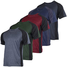 Load image into Gallery viewer, Men's Quick Dry Fit Dri-Fit Short Sleeve Active Wear Training Athletic Essentials Crew T-Shirt Fitness Gym Wicking Tee Workout Casual Sports Running Tennis Exercise Undershirt Top - 5 Pack,-Set 13,XXL
