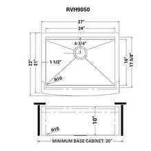 Load image into Gallery viewer, Ruvati 27-inch Apron-front Workstation Farmhouse Kitchen Sink 16 Gauge Stainless Steel Single Bowl - RVH9050
