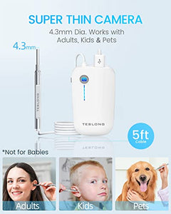 Teslong Digital Otoscope Camera with Light, Ear Camera and Wax Remover, Video Ear Scope with Ear Wax Removal Tools, Ear Endoscope Cleaner, HD, Compatible with iPhone, iPad, Android Smart Phone (USB)