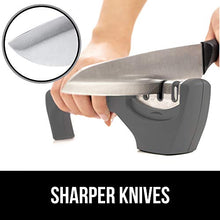 Load image into Gallery viewer, Gorilla Grip Original Premium Knife Sharpener, Professional Kitchen Chef 3 Slot Design, Easy Sharpening, Slip Resistant Grip, Safely Sharpen Knives, Restore Dull Knife for A Sharp Edge, Gray
