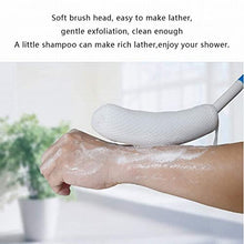 Load image into Gallery viewer, MagiDeal Vinyl Quote Me Long Anti-Slip Curve Handled Bath Body Brush, Easy Reach for Seniors, Suitable for Elderly/Pregnant Aid Bathing &amp; Shower, Blue, 15.35"
