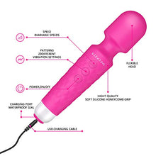 Load image into Gallery viewer, SIKXTOA Powerful Wand Massager with 20 Vibration Modes 8 Speeds, Wireless Handheld Waterproof Quiet Rechargeable Portable Personal Full Body Massager Relieve Muscle Stress Relaxing Body - Rose
