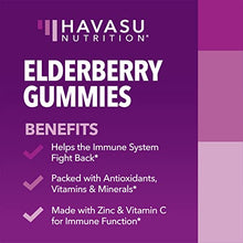 Load image into Gallery viewer, Elderberry Gummies with Zinc and Vitamin C Herbal Supplements Ingredient for Potent Antioxidant Support Immune Defense as a Delicious &amp; Vegan Friendly Option (Adult, 60 Count)
