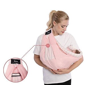 Baby Carrier by Cuby, Natural Cotton Baby Sling Baby Holder Extra Comfortable for Easy Wearing Carrying of Newborn, Infant Toddler and Ideal for Baby Registry (Pink Flamingo)