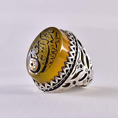Yellow Yemeni Aqeeq Ring | US Size 10